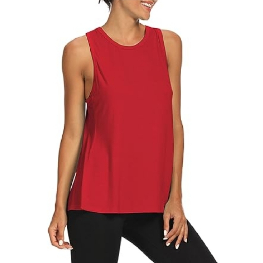 Bestisn Workout Tops Open Back Gym Workout Tie Back Musle Tank Red